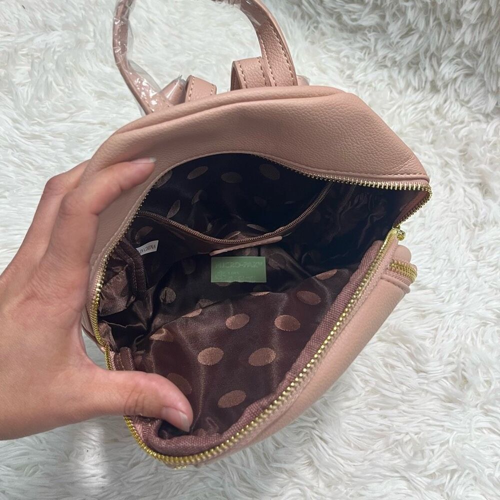 Mini Leather Backpack Cherry Pink Adjustable Stra… - image 6